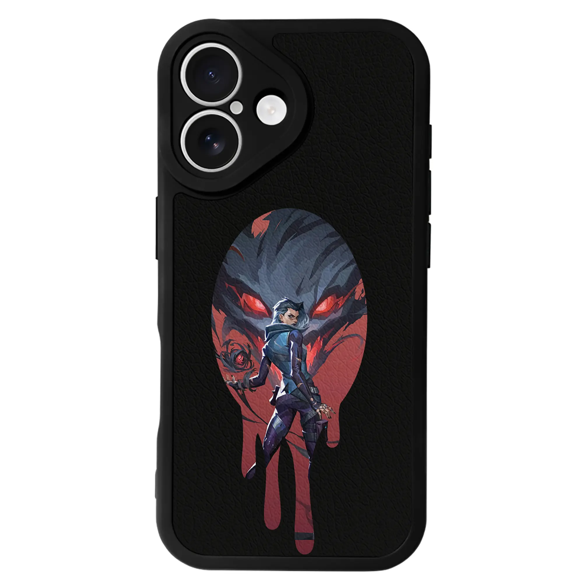 VALORANT グッズ,レイナ - IPhone 16シリーズ対応 ・ シリコンスマホケース ・ レザー調 ・ 高精度フィット ・ 耐衝撃 ・ ワイヤレス充電対応 ・ 精密カット